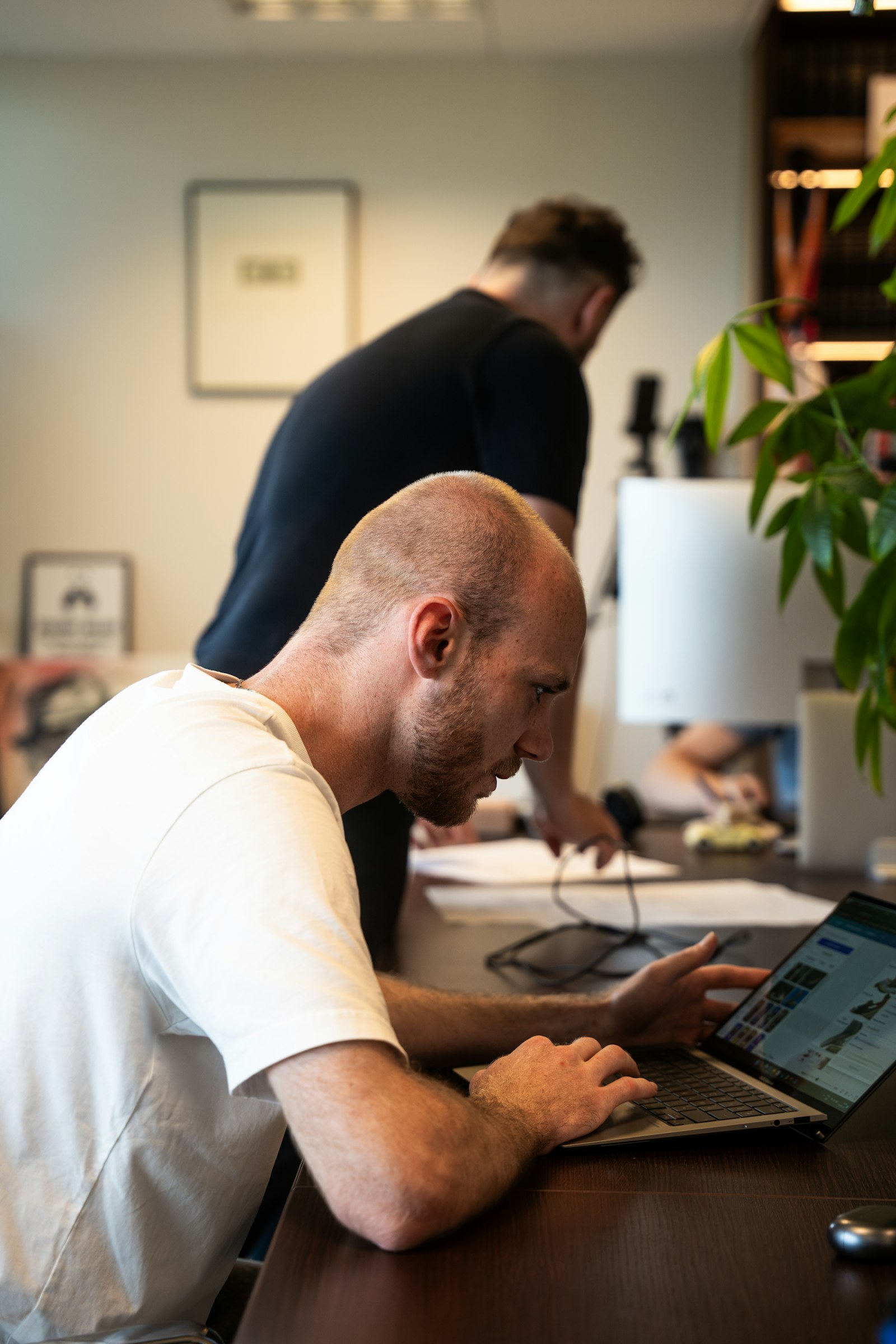 A small startup team working in their office